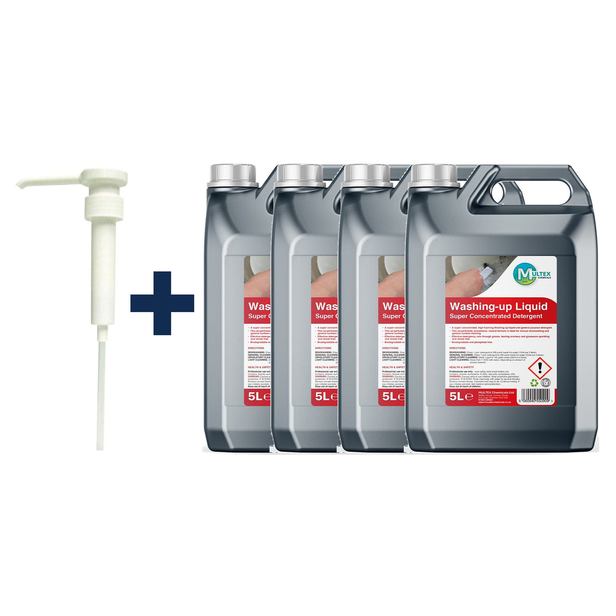 Super Concentrated Washing-Up Liquid – 5L & 25L — 4 × 5L bundle + 1 dosing pump (38mm)