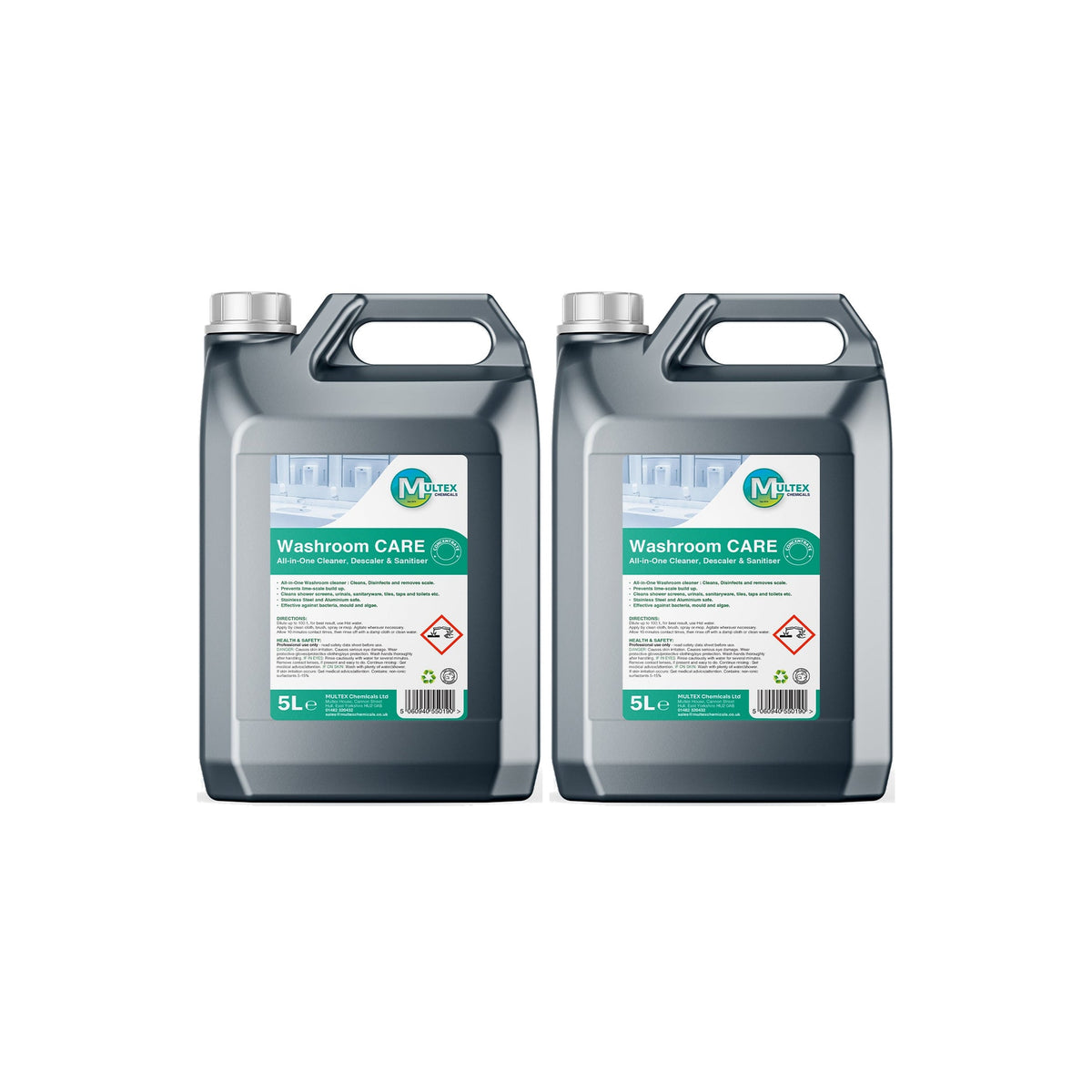 Washroom Care All-in-One Cleaner, Descaler, Sanitiser Concentrate – 5L & 25L — 2 × 5L bundle