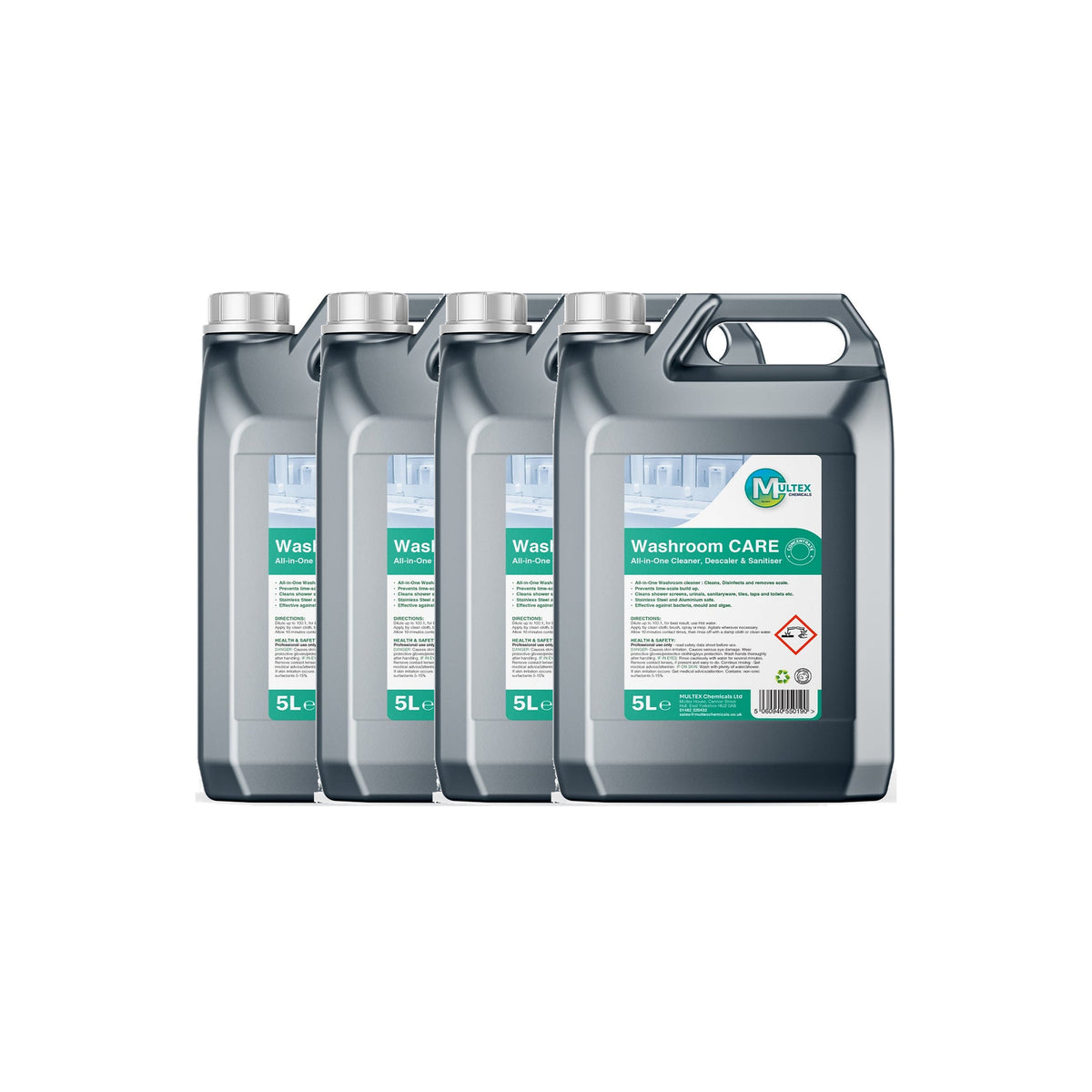Washroom Care All-in-One Cleaner, Descaler, Sanitiser Concentrate – 5L & 25L — 4 × 5L bundle