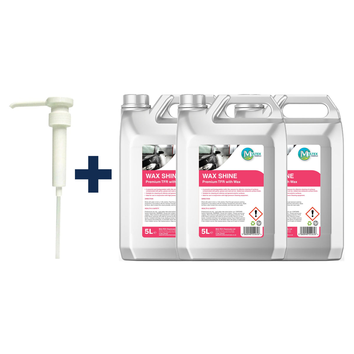 Wax Shine Concentrate – 5L & 25L — 3 × 5L bundle + 1 dosing pump (38mm)